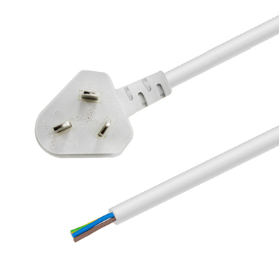 10A国标认证带插头电源线白色三芯电源线3米包尔星克(PowerSync)接线板 .